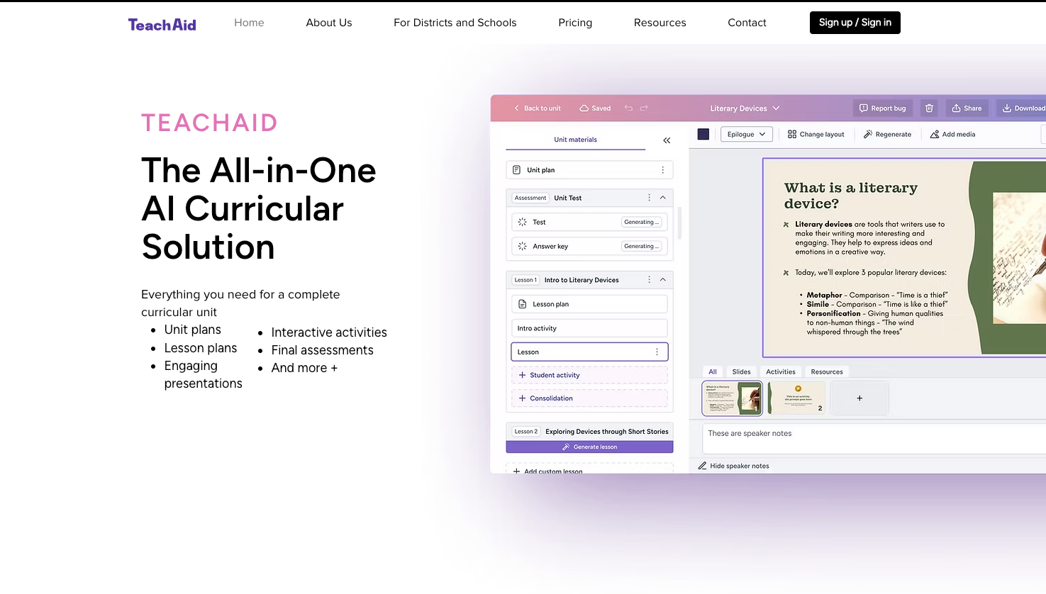 TeachAid: The AI Curricular Solution for Educators